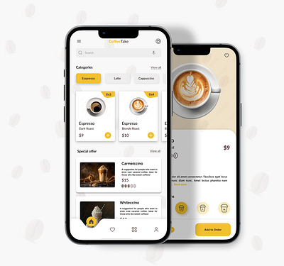 Takeaway coffee mobile app app design mobileapp modernapp ui uidesign ux