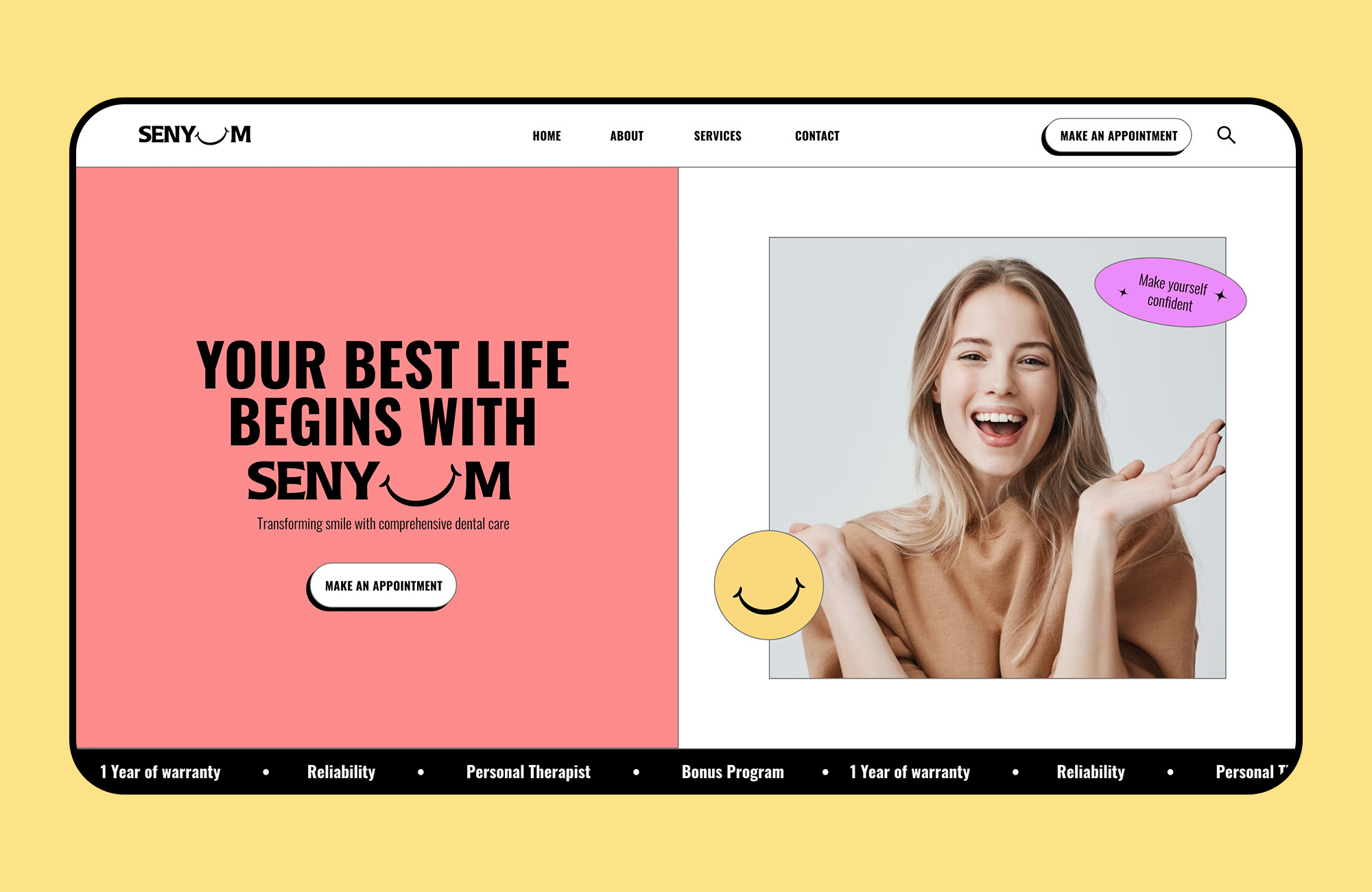 Senyum dentist layout ui ux visual design web design website