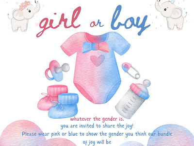 Gender Reveal Invite design graphic design illustration