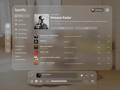 Vision Pro - Spotify Spatial Interface app apple apple vision pro ar branding design minimal mr music app spatial interface spatial interface design spotify ui ui design virtual reality vision pro vr