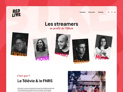 Red Live - Website Design belgium cancer charity design desktop donation ecommerce gaming live odoo red team twitch ui ux web website