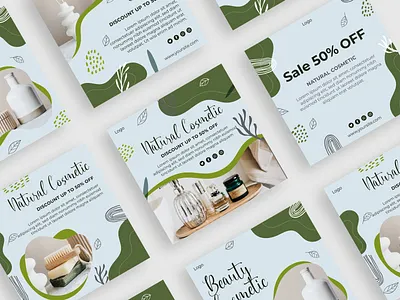 Bio and Natural Beauty Social Media Post Template Set advertising facebook post graphic design instagram post social media social media template vector