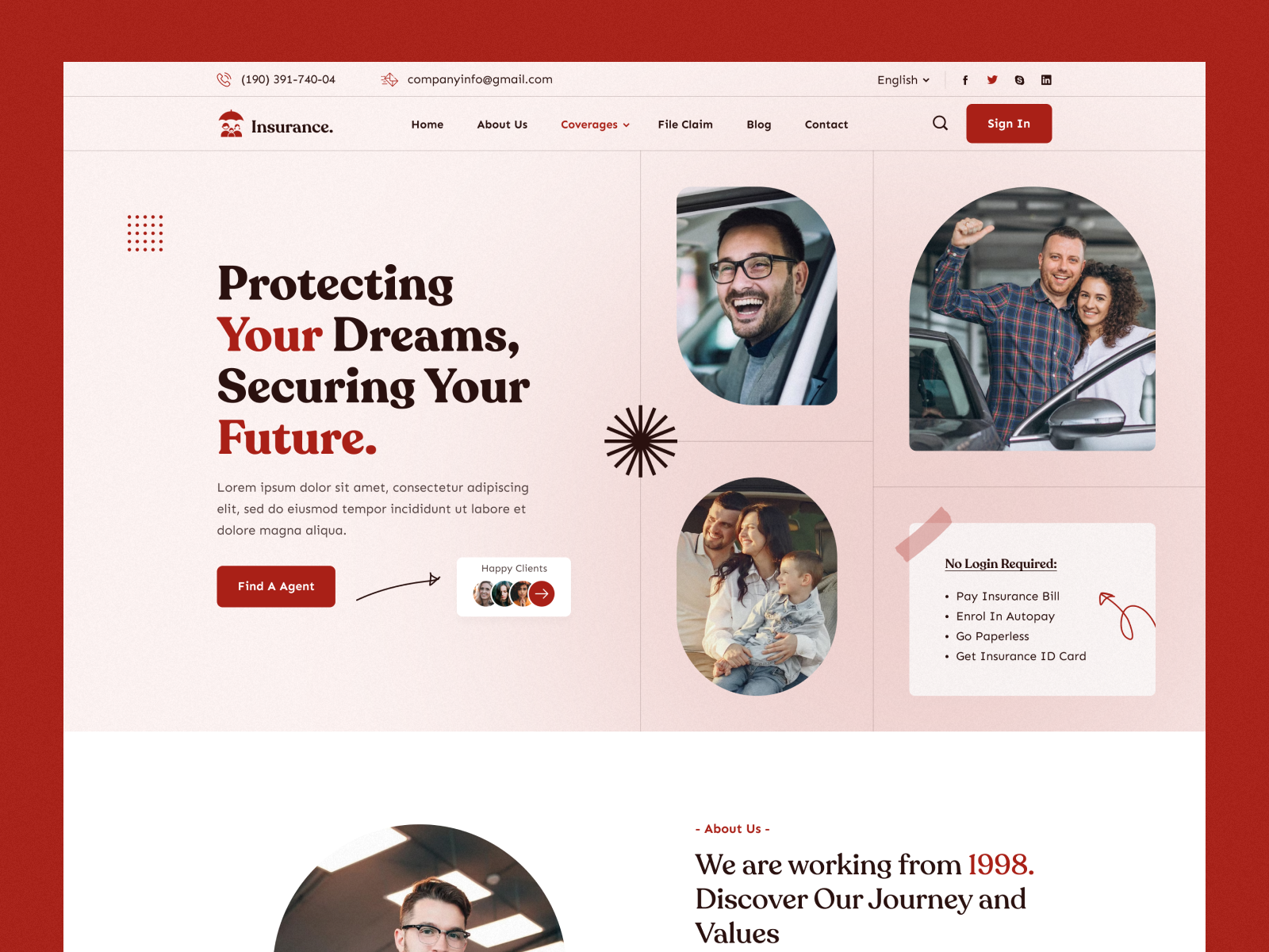 Insurance Website business clean design cleaning design html insurance minimal non profit problem solving ui ui esign uiux design ux web webflow website wordpress