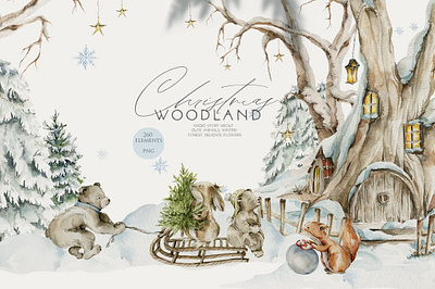 Christmas woodland Winter animals app branding design graphic design illustration logo typography ui ux vector