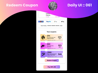 Redeem Coupon Daily UI 061 application branding call to action card cta daily ui design graphic design illustration offer pay purchase redeem coupon shopping ui ux website