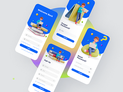 Login / Register - Mobile App 2d 3d app eamil forget login mobile sign ui ux webiste
