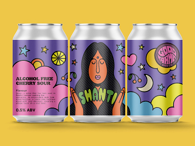 Good Karma Beer Co - Craft Beer Label for Shanti alcohol free beer label character character design cherry craft beer illustration inkygoodness inkygoodness collective make your mark mindfulness pop art procreate psychedelia psychedelic seventies shanti sixties sober life spirituality