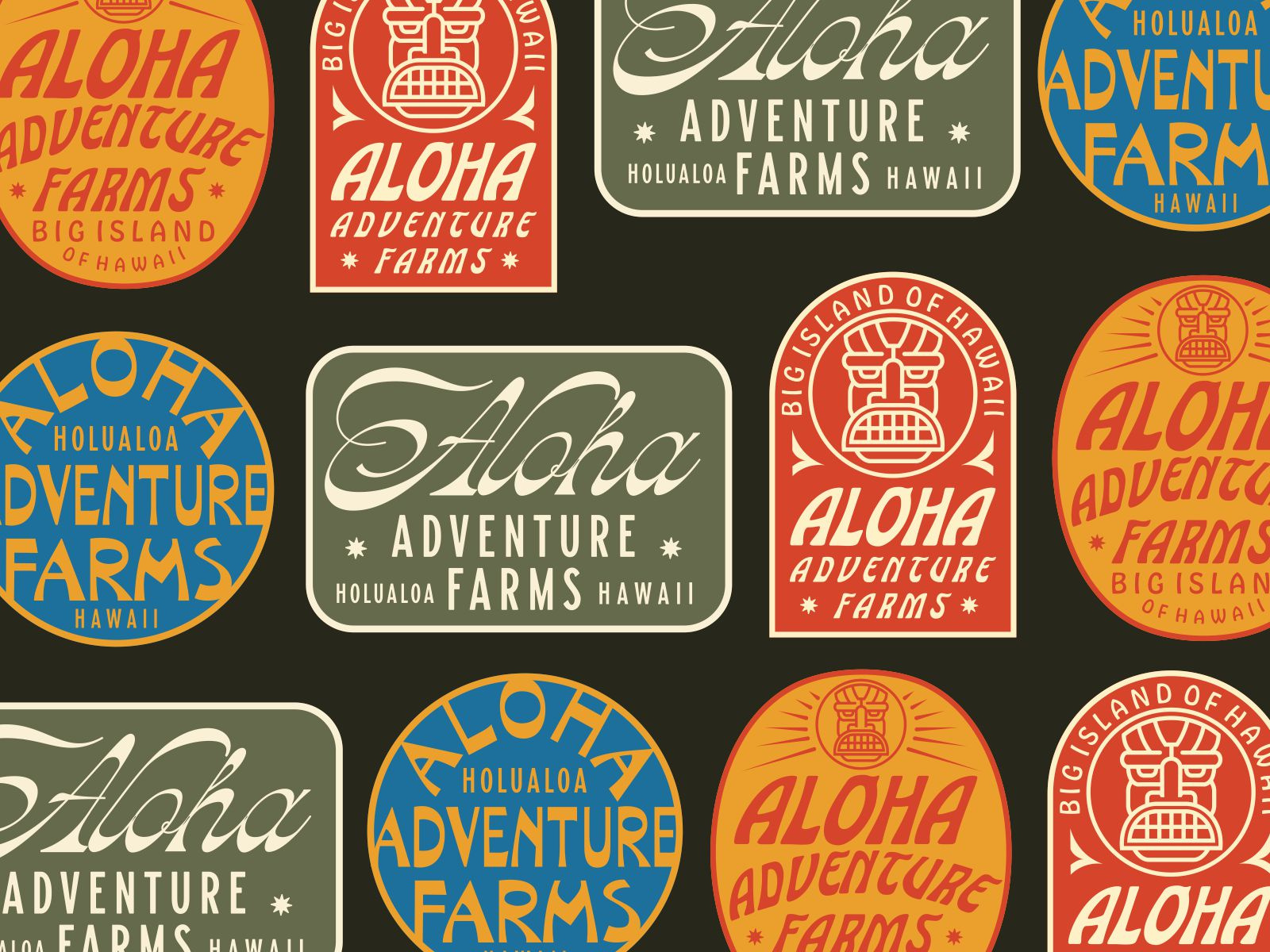 Badges adventure badge badge design badges branding farms geometric hawaii line lineart logo minimal monoline outdoor patch sticker tiki typography ui vintage