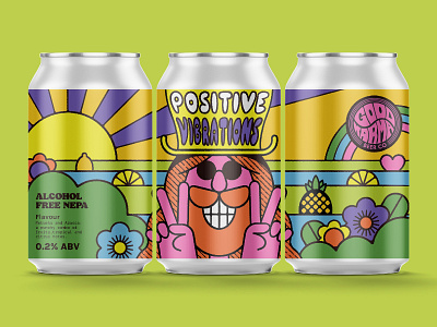 Good Karma Beer Co - Craft Beer Label for Positive Vibrations beer label character character design craft beer flowers illustration inkygoodness inkygoodness collective lemon make your mark mindfulness peace pineapple pop art positive vibes procreate psychedelia psychedelic seventies sixties