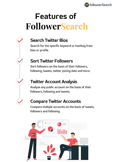 Features of FollowerSearch. analyticstool design digitalmarketing followersearch followerwonk graphic design illustration logo socialmediamarketing socialmediatool twitter twitteranalyticstool ui
