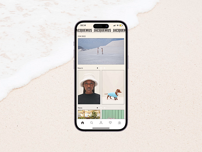 Jacquemus app aftereffects animation app catalogue fashion figma interface main page mobile motion motion graphics ui uiux ux