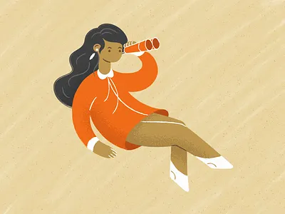 Watcher Girl character cute girl illustration illustrator ui vector watching