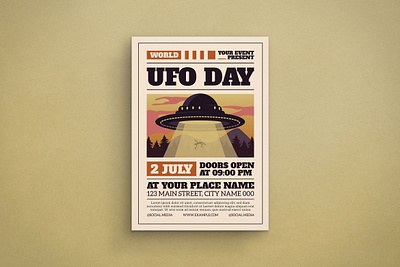 UFO Day Flyer Design animation branding design flat design flyer graphic design illustration logo mockup ui