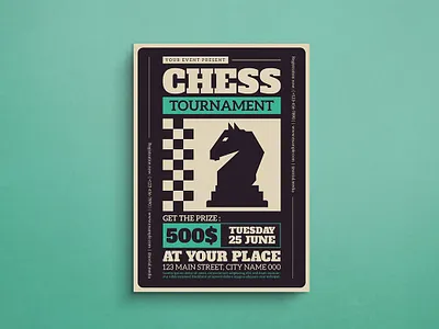 Chess Tournament Flyer Design animation branding design flat design flyer graphic design illustration logo mockup ui