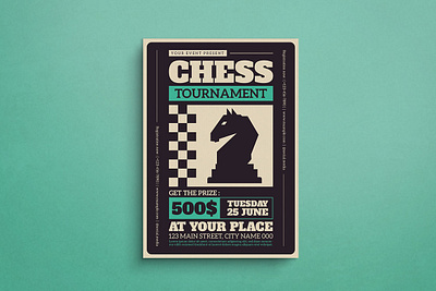 Chess Tournament Flyer Design animation branding design flat design flyer graphic design illustration logo mockup ui