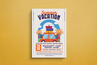 Summer Vacation Flyer Design animation branding design flat design flyer graphic design illustration logo mockup template ui