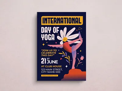 Yoga Flyer Design 2d animation branding design flat design flyer graphic design illustration logo mockup template ui