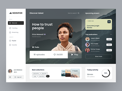 Noisifier Dashboard design interface product service startup ui ux web website