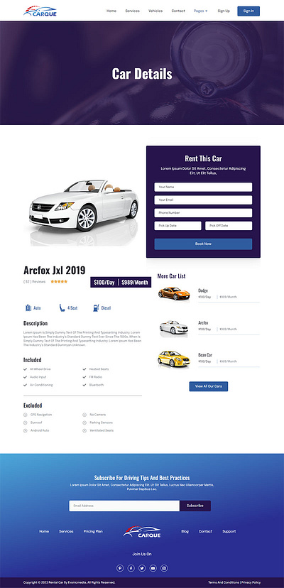 CarQue - Car Rental & Auto Services Elementor Template Kit auto auto car branding business car service design design idea graphic design illustration logo rental service transportation ui ux vector vehicle website