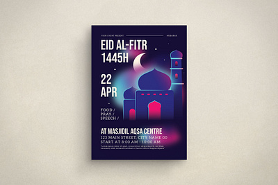 Eid Al-Fitr Flyer Design 2d animation branding design flat design flyer graphic design illustration islamic logo mockup template ui