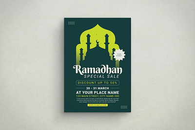 Ramadhan Sale Flyer Design animation branding design flat design flyer graphic design illustration islamic logo mockup ramadhan ui