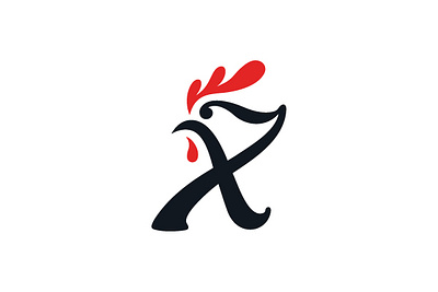 Letter X Rooster Logo for SALE buy design designer designing fast food for sale letter logo logoground new premade purchase ready made restaurant rooster unique x