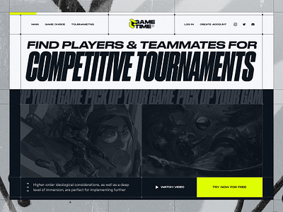 Game Time cybersport design dota e sports esports game gaming landing landingpage league of legends online gaming ui uiux ux valorant web web3 website