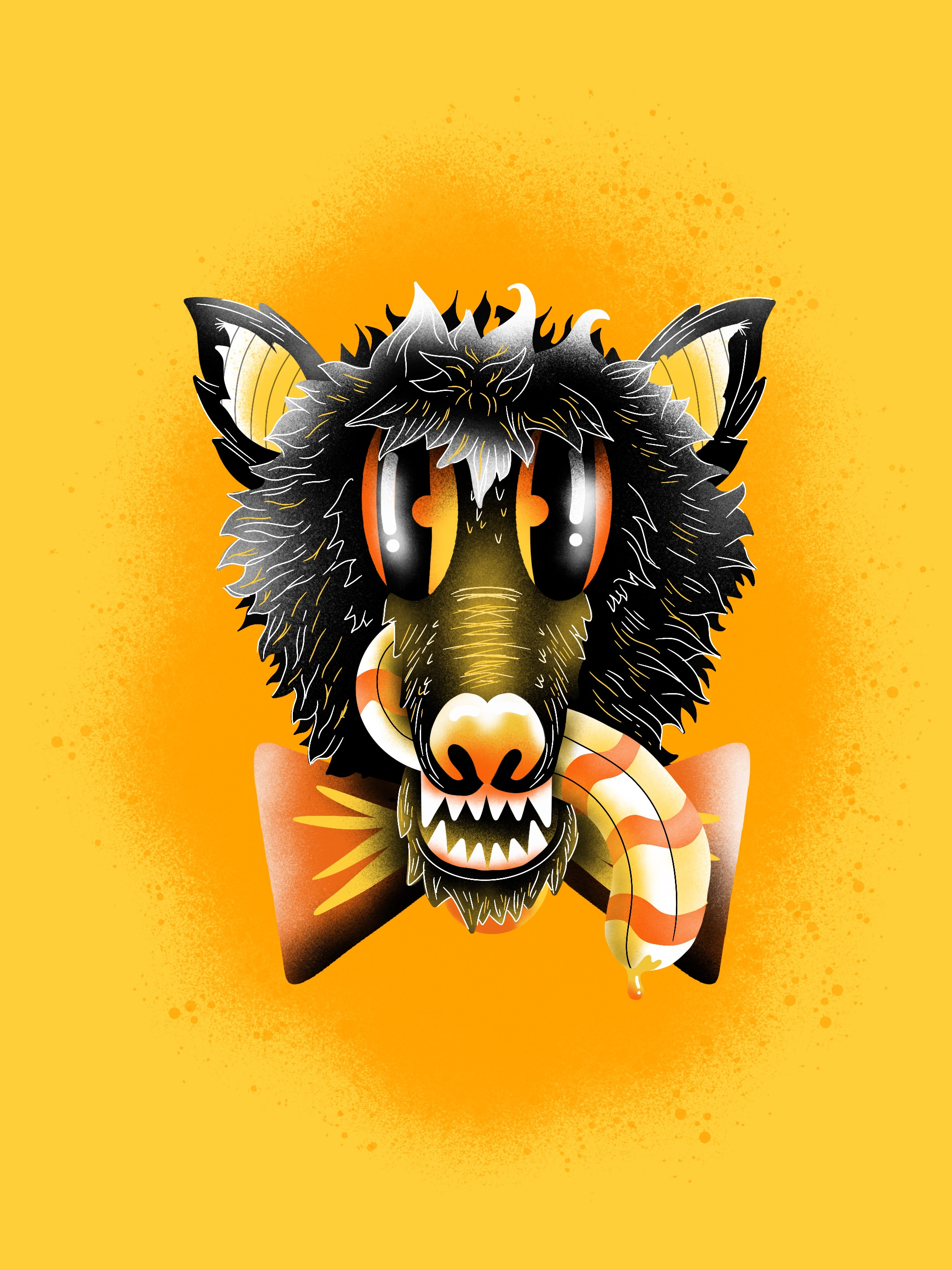 Wolf! bowtie crazy design evil graphic design icon illustration line logo minimal retro simple smile ui wolf