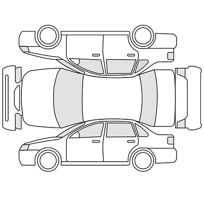 Car Top, Right Side, Left Side Views car all side view car top view vehicle top view