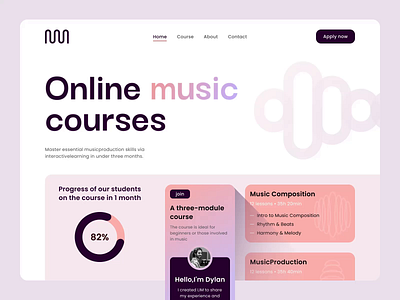 Online Music Course Homepage | Solar Digital branding design ui ux web design website website design
