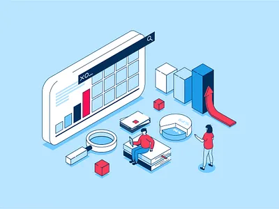 Data Analysis Isometric Concept 3d analysis analytics character concept data design graphic illustration isometric isometry landing modern page people statistic vector web web design website