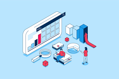 Data Analysis Isometric Concept 3d analysis analytics character concept data design graphic illustration isometric isometry landing modern page people statistic vector web web design website