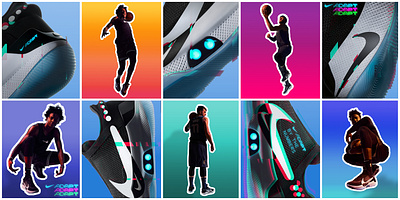 Custom branding pieces created for the Nike Adapt BB shoe launch advertisement branding product design