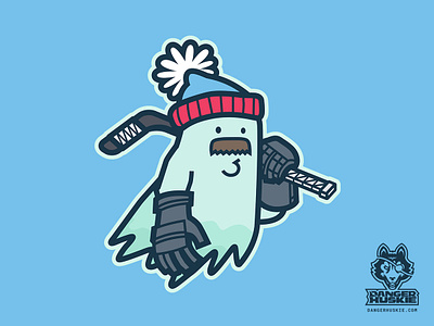 Da Chicago Hockey Ghost chicago ghost gloves hockey hockey stick illinois illustration illustrator mustache spririt stocking cap vector windy city