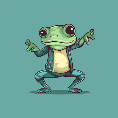 Adorable cute dancing frog cartoon character animation branding businessman graphic design logo motion graphics