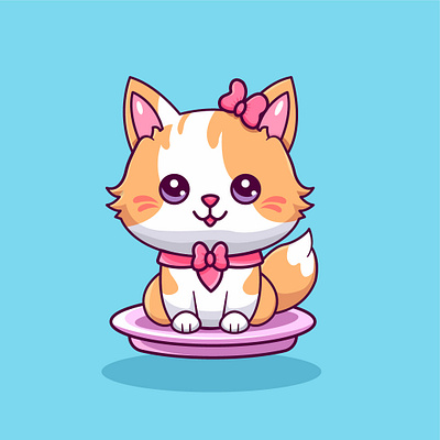 Adorable cute cat cartoon character 3d animation branding graphic design happy illustration logo motion graphics playful. ui