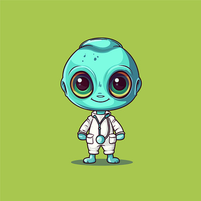 Adorable cute alien wearing doctor clothes cartoon character 3d animation branding design graphic design illustration logo motion graphics playful. ui wedding
