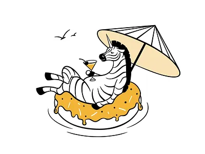 Summer Vibe animation cocktail donut graphic design illustration motion graphics summer sun unicorn vector vibe zebra