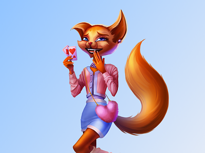 Betnomi - Casino Character 2d betting blue rock casino casino character cat character cute girl fox gambling game gaming girl graphic design happy character illustration mascot online casino pink jacket poker cards