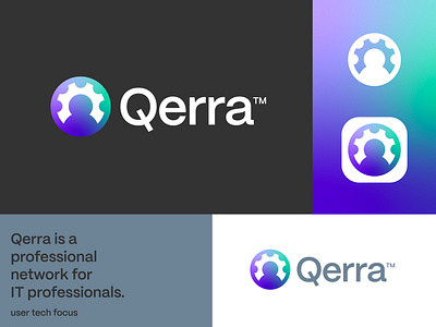 Qerra - Logo Design v3 brand identity design branding bubble creative logo developer gear geek it logo logos platform professional q qerra tech tech minded visual identity