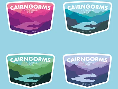Cairngorms National Park Badges badge design badges brand design brand identity cairngorms cairngorms national park design graphic design illustration logo national park patch design scotland scottish highlands sticker design vector
