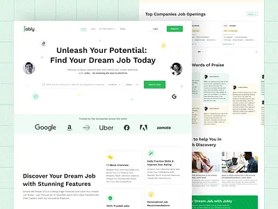Jobly - A job Searching Website UI/UX Design adobe xd design figma job searching website job web design landing page landing page design ui ui design uiux user interface ux design web design website design