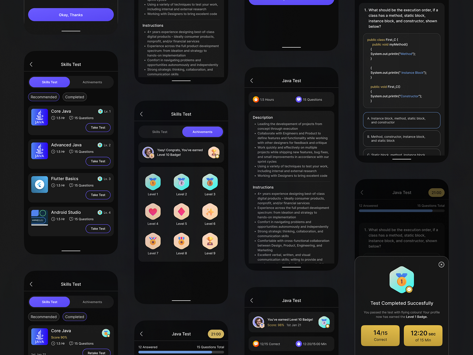 Developer skills test flow by Siraj Dhanani on Dribbble