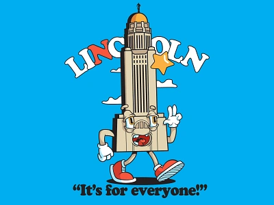 Lincoln, Nebraska branding building capital capitol cartoon character city clouds crumby crumby creative illustration lincoln mascot nebraska star star city state vector art