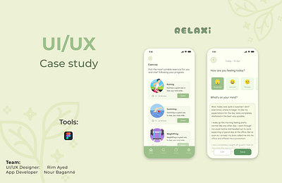 UI/UX Case Study - Relaxi App case study chart design steps diagram empathy map figma mapping mobile app process uiux user flow user interface user persona userflow