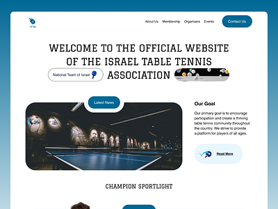 Tennis Association Landing Page Concept business concept figma landing page landing web page site designer user interface webflow website design