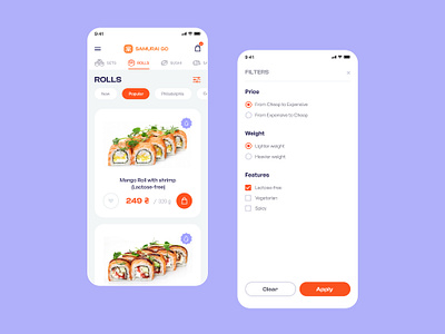 Sushi Delivery - Filters - Mobile Website design digital filters food mobile sushi sushi delivery ui ux web web design webdesign website