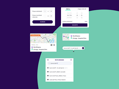 Public Transport Bus Route App Booking Design System address app booking bus component design system driver map mobility passenger planner public transport ride route search selector time trip uber ui kit