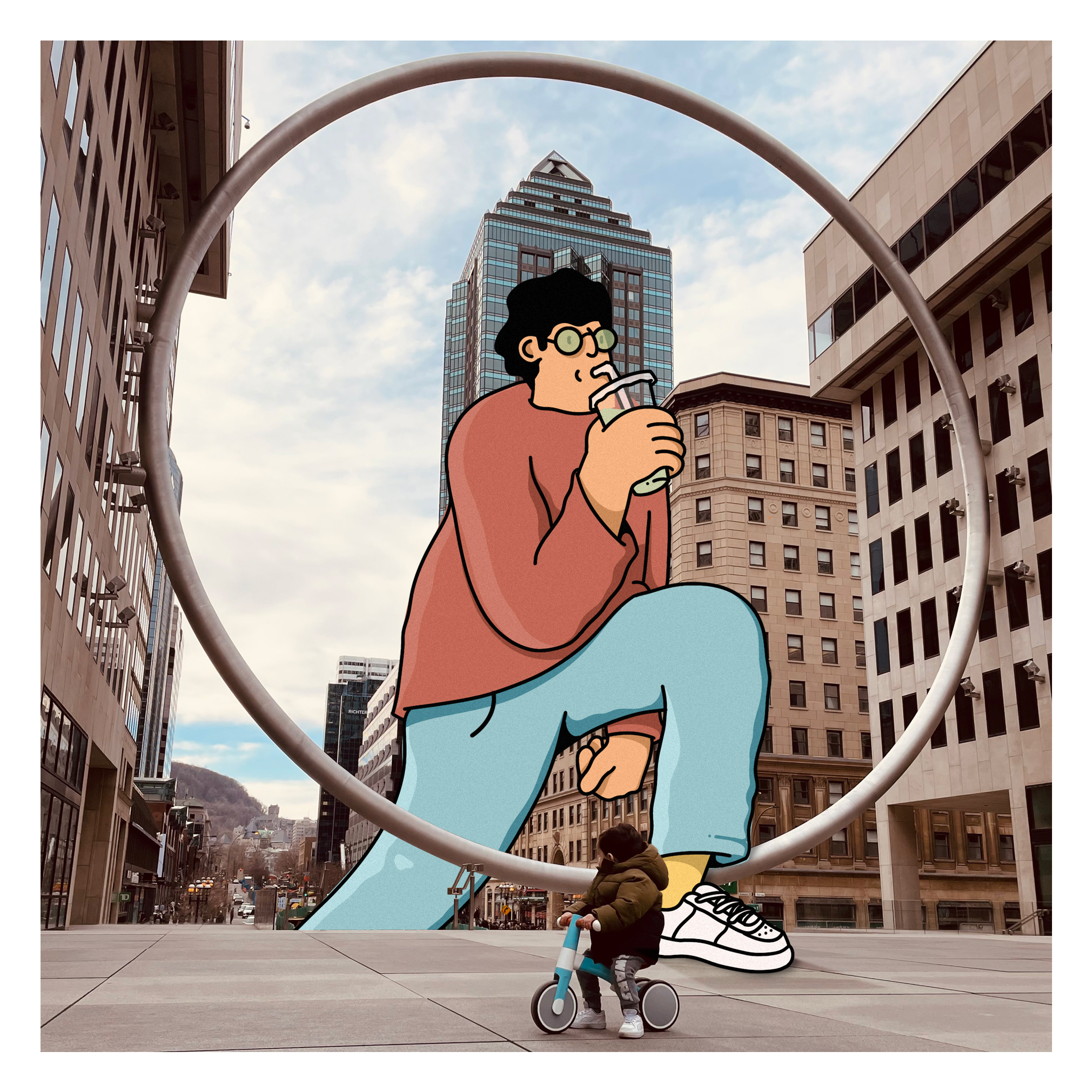 Wheels of Imagination art cartoon giant graphic design ill illustration immagination kid mixed media montreal photography sketch