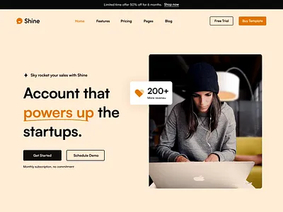 Shine - SaaS Website Template crm website digital product saas software website startup startup template technology template web app template webflow template